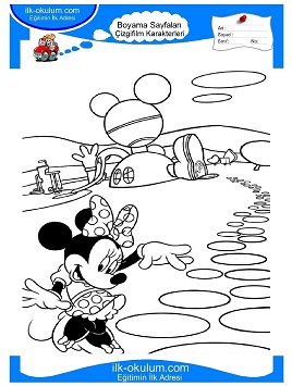 Çocuklar İçin Minnie-Mouse Boyama Sayfaları 